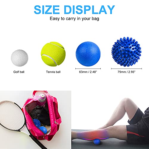 URAQT Spiky Massage Ball Set, 2 Pack Physical Therapy Massage Balls, Hard Lacrosse Ball & Spiky Massage Ball for Myofascial Release and Trigger Point Deep Tissue Massage (Blue) - color: 2pcs