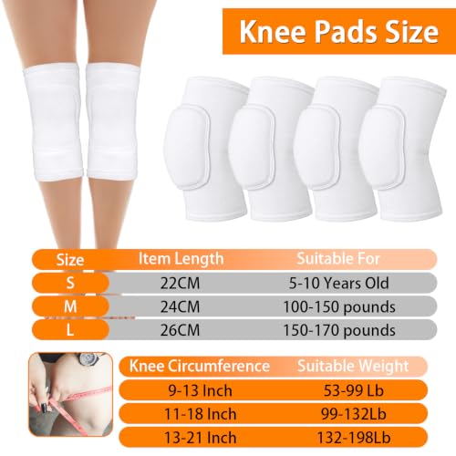 2 Pairs Volleyball Knee Pads Youth, White Knee Pads for Girls,Women, Men - color: White, size: Large