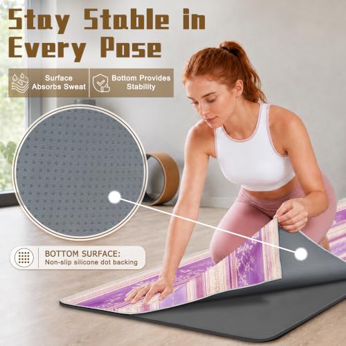 Hot Yoga Towel Non Slip, Ultra-Absorbent Yoga Mat Towel, Soft with Printed Design, Machine Washable, Yoga Pilates Towel Suitable for Exercise, Pilates, Yoga, 72x27in.Purple Stripe - color: Purple Stripe