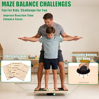 Slant Board Calf Stretching for Ankle Mobility & Balance Board with Maze
