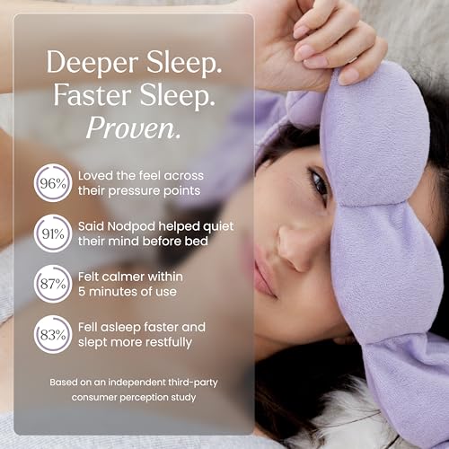 nodpod Patented Gentle Pressure Sleep Mask, Weighted Eye Mask | Patented Light Blocking Design for Sleeping, Travel & Relaxation, Bead Filled, Machine Washable, BPA-Free, Wisteria - color: Wisteria Cotton
