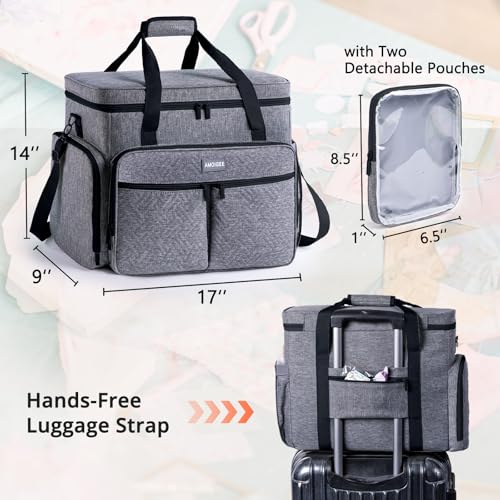 AMOIGEE Large Craft Bag - Scrapbook Storage, Craftsman Tool Tote Bag, Teacher Bags, Scrapbook Tote Bag, Art Supply Bag for Teachers, Large Sewing Machine Case - color: Grey - Black, size: W/No Wheels