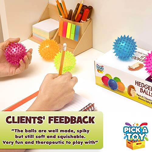 Squishy Stress Relief Sensory Toys Fidget Spiky Ball 5 - Pcs Set – Eco-Friendly Squeezy Antistress Toy Balls for Men, Women, Adults, Teens & Children –Ideal for People with OCD, ADHD, ADD & Autism - size: 5 Pcs