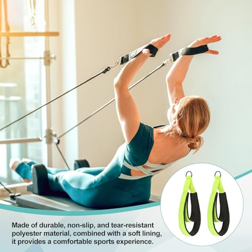 Pilates Double Loop Strap, D-Ring Padded Fitness Strap Pilates Handle Exercise - color: Neon Green