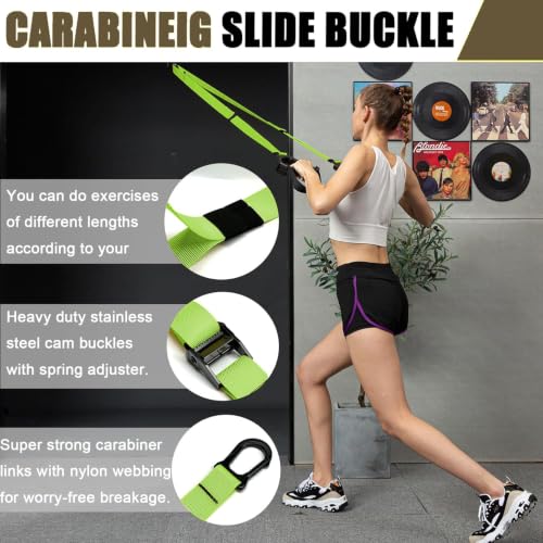 Bodyweight Resistance Training Straps, Home Gym Fitness Trainer kit - color: Bright Green