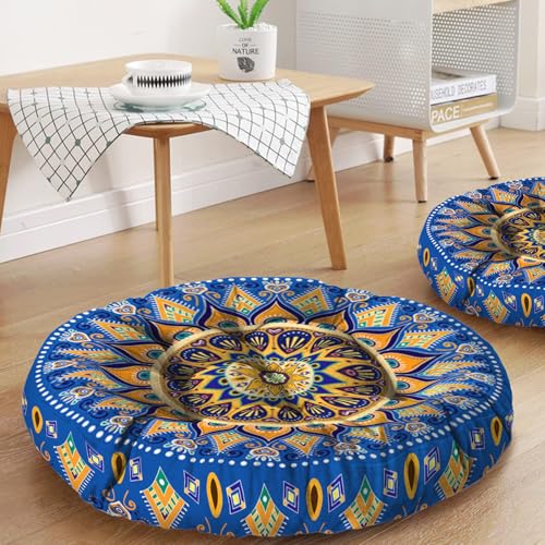 Mandala Meditation Cushion, Boho Meditation Mat, Meditation Pillows for Sitting on Floor, Cushions for Sitting in Home and Outdoor, Round Floor Pillows Cushion Seating for Yoga Accessories 22'' X 22'' - color: 12.mandala Meditation Cushion-2, size: 22x22
