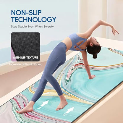 TPE Yoga Mat, 27x72 Inch, 5mm Thick, Non-Slip Surface for Tall People, Pilates, Meditation, Home Workout, Sweat-Resistant - color: Blue