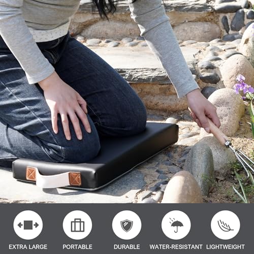 HappyPicnic Waterproof Garden Kneeling Pad, 2in Thick, Black, 1 Pack | Soft High-density Foam knee Support, with Handle, Easy to Clean, Non-slip, for Gardening, Yoga, Prayer, Housework, Exercise - color: Black