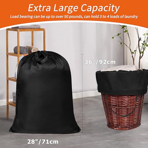 Polecasa Extra Heavy-Duty Laundry Bag with Handles, Black, 28x36" - color: Black, size: 28" x 36" | 1 Pack
