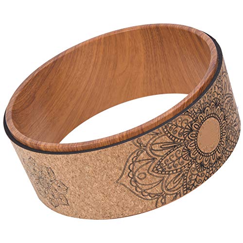 Cryfokt Yoga Wheel, High Density PU Roller for Back Pain Relief | Flexible & Tear-Resistant, Stretching & Flexibility Aid, Premium Quality Roller for Aches & Tension - color: Wood grain inner ring