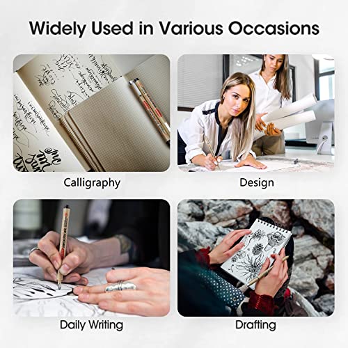GETHPEN Micro Fineliner Set, Waterproof Archival Ink Fine Line Drawing Pens | 12 Black Fine Line Waterproof Ink Set Artist Supplies Archival Inking Markers Liner Sketch Outline Anime Manga Watercolor