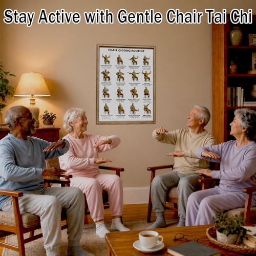 Chair Qigong Routine Poster for Seniors, Unframed Exercise Chart, 12x16
