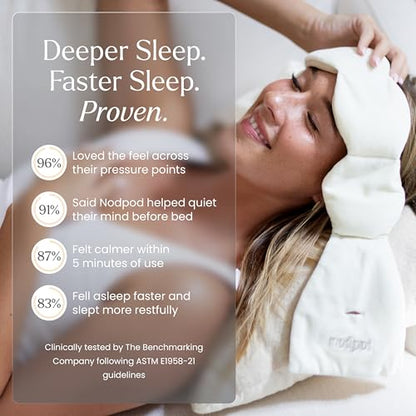 nodpod Patented Gentle Pressure Sleep Mask, Weighted Eye Mask - color: Bone Cotton