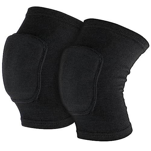 Sibba Kids Knee Pad, Breathable Elastic Knee Brace, Anti-Slip Padded Sponge Knee Protector for Volleyball Dance Running Skating Basketball Football Sports (Black) - color: Black