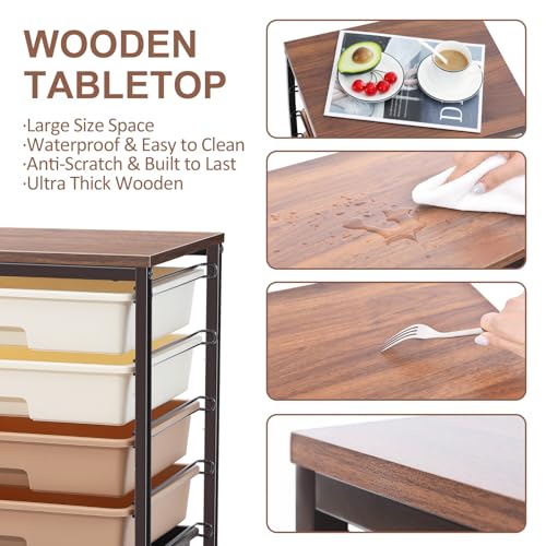 SYKIARIOL Rolling Cart with Drawers, 8 Drawers Utility Cart, Brown Gradient - color: Brown Gradient