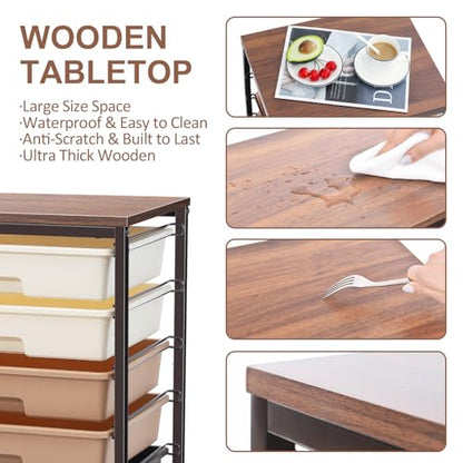 SYKIARIOL Rolling Cart with Drawers, 8 Drawers Utility Cart, Brown Gradient - color: Brown Gradient