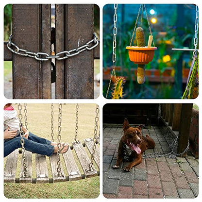 Hanging Chair Chain Set of 2 Stainless Steel Heavy Duty Hanging Kits with 4 Carabiners Hammock Chair Hardware for Indoor Outdoor Playground Hanging Chair Hammock Chair Punching Bags - 23.62"