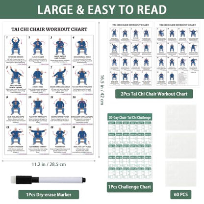 YGEINIT Tai Chi Chair Workout Chart for Beginners & Seniors