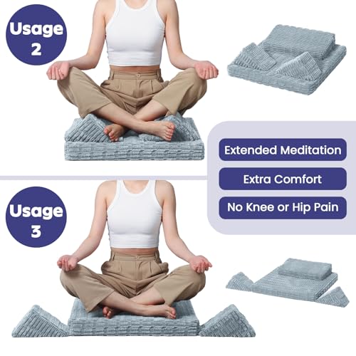 Meditation Cushion Set, Meditation Pillow with 3 Piece,Charcoal - color: Charcoal, size: 24X24X2 Inch
