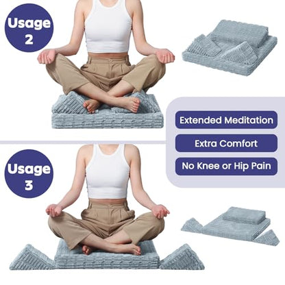 Meditation Cushion Set, Meditation Pillow with 3 Piece,Charcoal - color: Charcoal, size: 24X24X2 Inch
