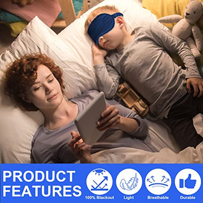 IEKEODI 2 Pack Silk Sleep Masks, Light Blocking Eye Masks, Black&Navy Blue | Silky Soft Feel, Light Blocking Design, Gentle Elastic Fit, Breathable Comfort for Sleep, Travel and Naps - color: Black+navy Blue