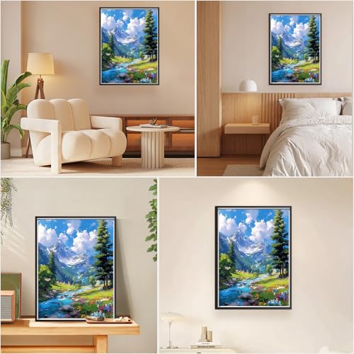 EOBROMD Paint by Numbers Kits for Adults Landscape Mountain, Scenery DIY Kits Crafts for Beginner, Painting Adults, Oil Paint by Numbers for Home Decor Gift 16x20inch(Without Frame) - color: 03-Mountain