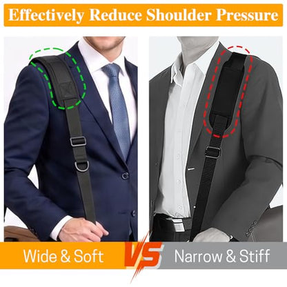 GNEGNI Replacement Shoulder Strap with Fixed Pad, Adjustable Heavy-Duty Crossbody Strap with 360° Metal Swivel Hooks for Laptop, Messenger, Duffel & Tool Bags (Black) - color: Black