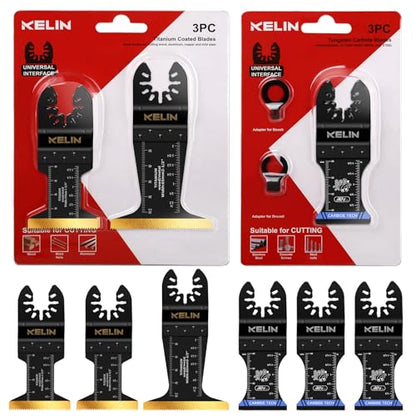 6 PCS Carbide Titanium Oscillating Blade,Universal Multitool Blades | Heavy Duty Oscillating Tool Saw Blades for Steel Bolts Screws Metal Wood Cutting with Hangable Case,Fit For Bosch Fein Dewalt - size: 6 PCS (Carbide + Titanium)
