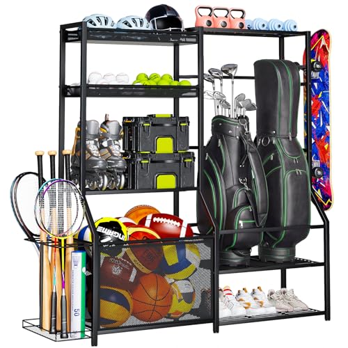 Garage Sports Equipment Organizer, Golf Bag Storage Rack