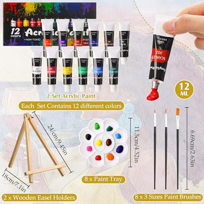 Cholemy 36 Pcs Paint and Sip Kit Gift for Adults 8''x10'',Wine Lady | Pre Drawn Canvas, Painting DIY Afro Acrylic Painting Kit, Wood Easel Brushes, Date Night Bulk, Summer Halloween Party - style: Wine Lady