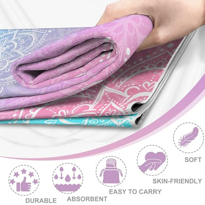 Non-Slip Yoga Towel, 2 Pack, 72x27 Inches, Machine Washable, Gradient Pattern