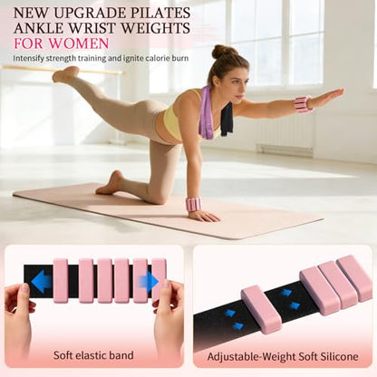 Pilates Essentials Kit for Women 15 Pcs Pilates Equipment for Home Workouts with Yoga Circle Ball Ring, 5 Resistance Bands,Pedal Puller Resistance Band,Anti Slip Socks for Starter Set