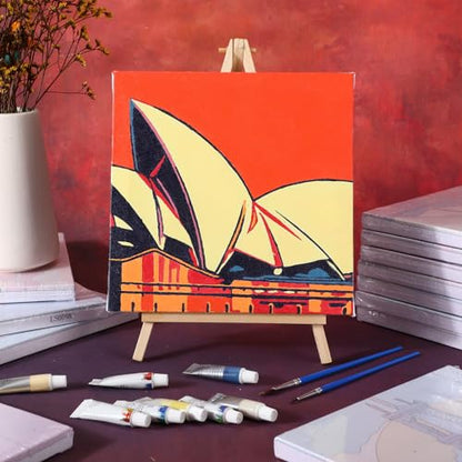 Nezyo 12 Sets Paint by Numbers for Adults with Frame, 8 X 8 Inch | DIY Acrylic Painting Canvas Kit, Ideal for Painting Party Classroom Activity, Beginner Friendly, Birthday Gift Ideas - style: Famous Landmarks