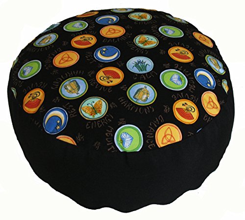 Meditation Cushion Zafu Pillow Buckwheat & Kapok Fill - Limited Edition Zen Harmony - color: Zen Harmony