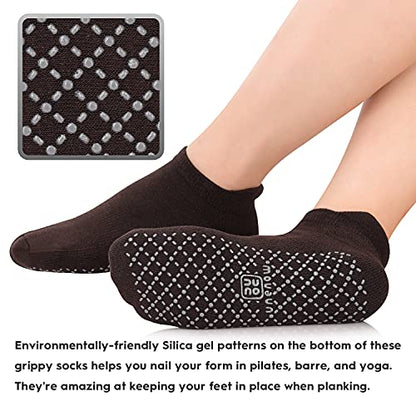 unenow Unisex Non Slip Grip Socks for Yoga Pilates Barre Home & Hospital - color: 4 Pairs-peacock Blue/Wine Red/Purple/Coffee, size: Small