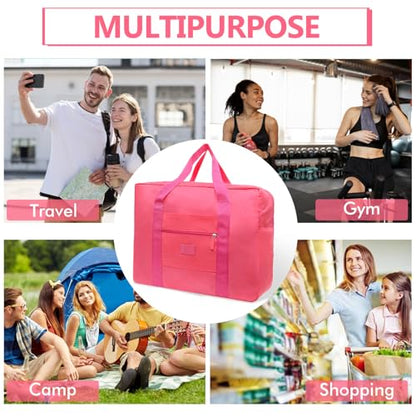 Travel Duffel Bag 12 PCS Foldable Travel Bag Bulk Carry on Luggage Bag Waterproof Tote Sports Gym Bag Lightweight Large Weekender Overnight Bag for Women and Men (Red 12PCS) - color: Red 12PCS