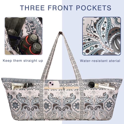 Yoga Mat Bag Yoga Mat Carrier with Shoes Compartment & Wet Pocket Pilates Bag with Zipper Pockets & Yoga Mat Holder Strap Yoga Bags and Carriers Fits All Your Stuff - color: Indian Floral