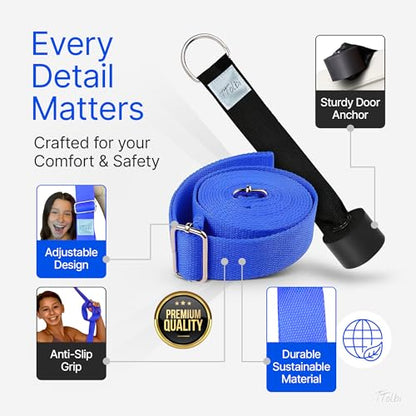 Leg Stretcher Strap with Door Anchor and Resistance Band, Splits Trainer | Home Flexibility Trainer for Splits, Ballet, Dance, Cheer, Yoga, Gymnastics, Pole and Taekwondo, Kids to Adults, All Levels - color: Deep Blue