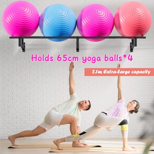 Yoga Ball Holder - Extra Large Wall Rack for Gym Garage Storage, Suitable for Stability/Theraband/Exercise/Barre Balls and Yoga Block