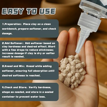 120ml Liquid Polymer Clay Softener, Restores Workability and Shine | Non‑Toxic/Odorless,Revive Hardened Clay,Enhances Flexibility & Adhesion,Ideal for Ceramic Artists,Teachers & DIY Craft Lovers