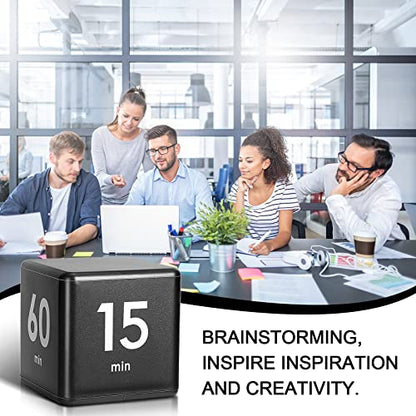 Weewooday Cube Timer, Gravity Sensor Flip Timer for ADHD, Black - color: Black
