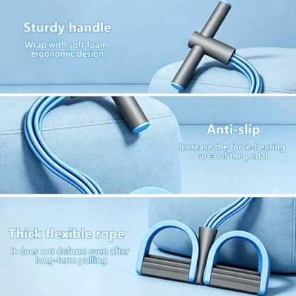 Pedal Resistance Band with Handle,4/6/8 Resistance Levels Elastic Pull Rope, Portable Fitness Bands for Leg Butt Training, Home Gym, Yoga, Pilates - size: 4 Levels（Blue ）