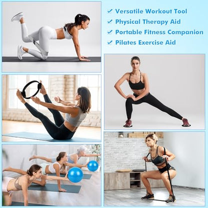 Goocrun Pilates Ring Set Exercise Equipment, with Exercise Resistance Bands Set, Pilates Ball, Sliding Disks. Portable Home Gym - with Fitness Guide Poster - color: Black, size: Mid-level