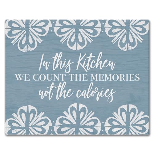 CounterArt Kitchen Memories Tempered Glass Cutting Board 12" x 15" | 3mm Thick, Serving Board, Charcuterie Board - color: Kitchen Memories