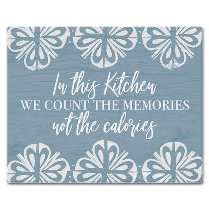 CounterArt Kitchen Memories Tempered Glass Cutting Board 12" x 15" | 3mm Thick, Serving Board, Charcuterie Board - color: Kitchen Memories