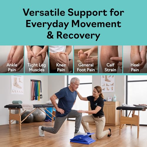 Slant Boards for Exercise, Wooden Slant Board, Calf Stretch Board with 7 Incline Angles, Velour Board, Balance Board & Calf Stretcher, Portable Incline Board for Physical Therapy, Ankle Mobility, Heel & Knees - color: Blue