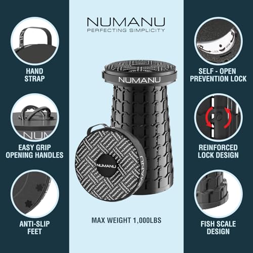 NUMANU XXL Cushioned Collapsible Stool for Adults, Folding Seat, 1000 lbs - size: XXL 19.7" + Cushion & Bag