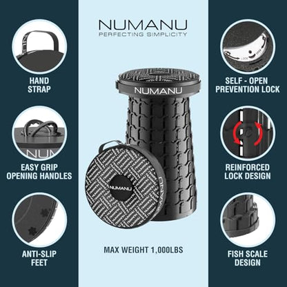 NUMANU XXL Cushioned Collapsible Stool for Adults, Folding Seat, 1000 lbs - size: XXL 19.7" + Cushion & Bag