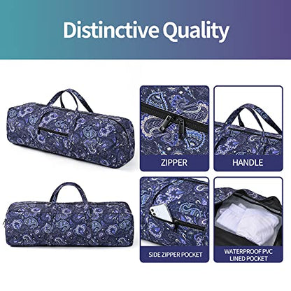 Boulder Bee | Yoga Mat Bag | Large Yoga Mat Carrier with Wet Pocket | Yoga Gifts | Gym Tote Bag for Women - color: Blue cashew flower