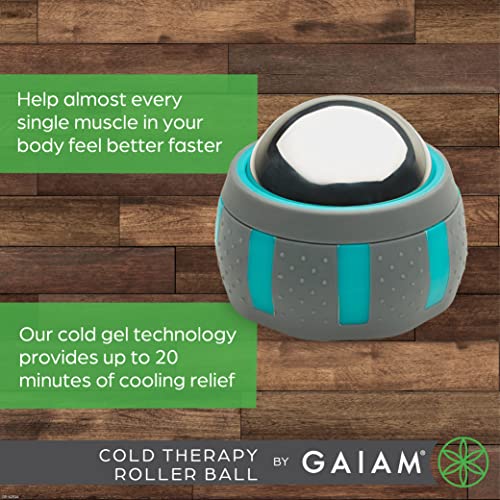 Gaiam Restore Rolling Massager, Cold Therapy (Cold) | Ergonomic Roller Ball | Targeted Muscle, Joint & Trigger-Point Recovery | Compact Size | Pre & Post-Workout Use